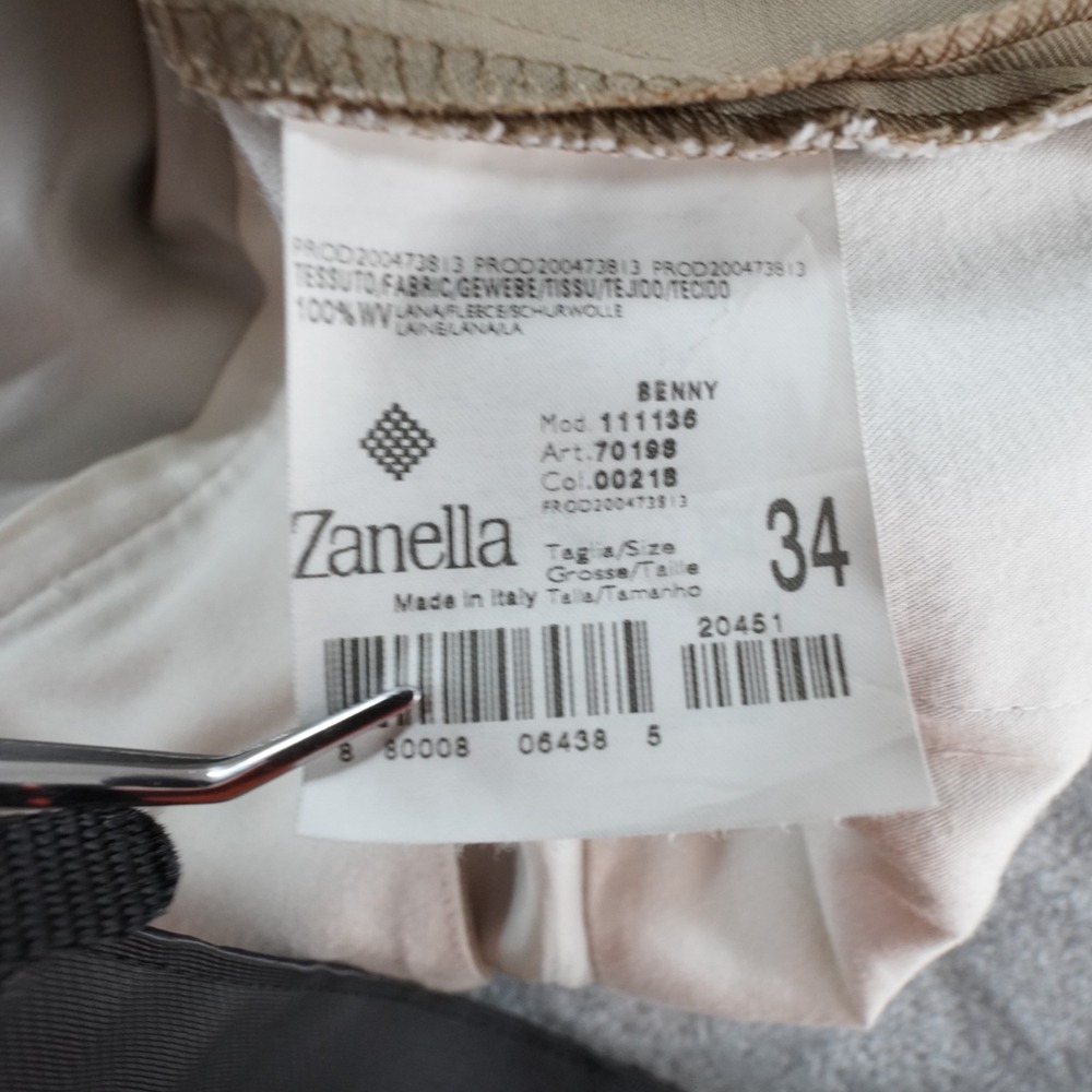Zanella Benny Mens Dress Pants 34 Tan Wool Italy Trouser Classic Office - Picture 3 of 14